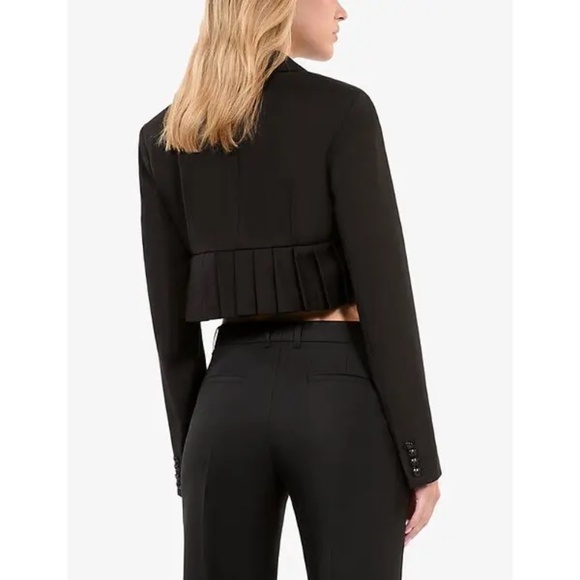 🖤✨ NWT The Kooples Cropped Double-Breasted Pleated Jacket Blazer | Retail $565! - Picture 3 of 10
